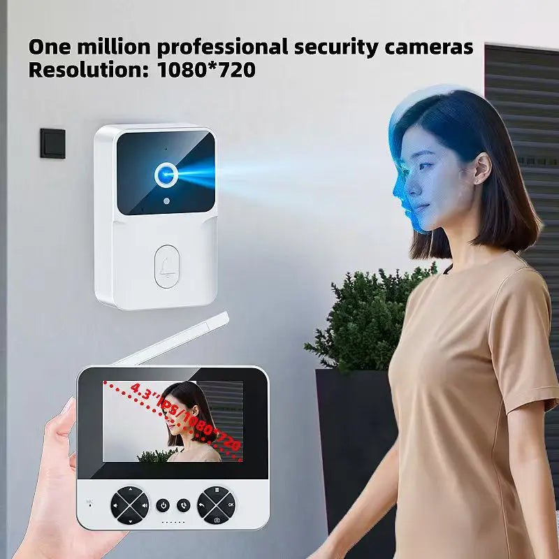 Wireless Video Doorbell - 4.3 Inch Color Display With Infrared Night Vision & Two-Way Intercom - ZOOMNSTORE