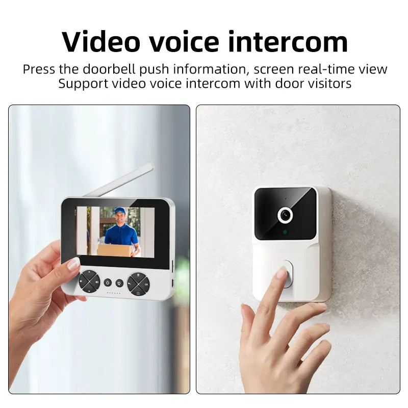 Wireless Video Doorbell - 4.3 Inch Color Display With Infrared Night Vision & Two-Way Intercom - ZOOMNSTORE