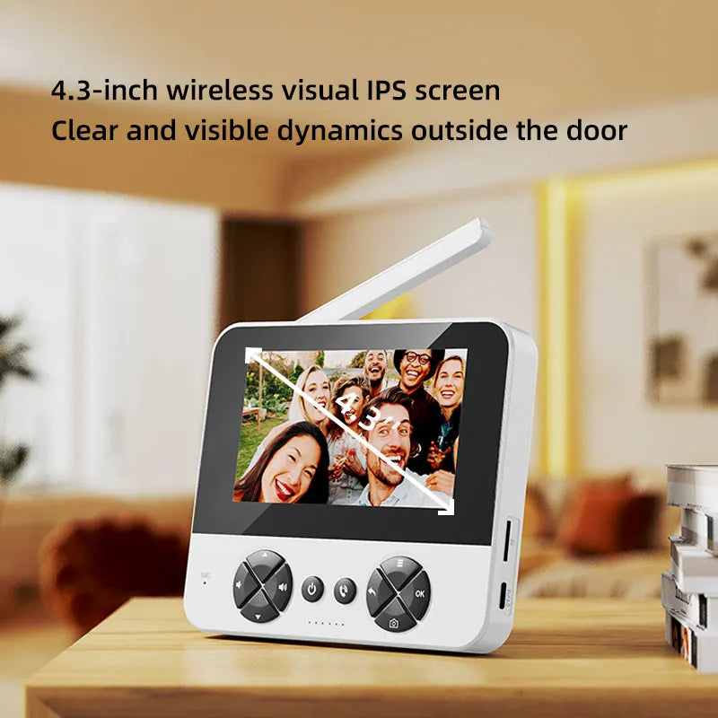 Wireless Video Doorbell - 4.3 Inch Color Display With Infrared Night Vision & Two-Way Intercom - ZOOMNSTORE
