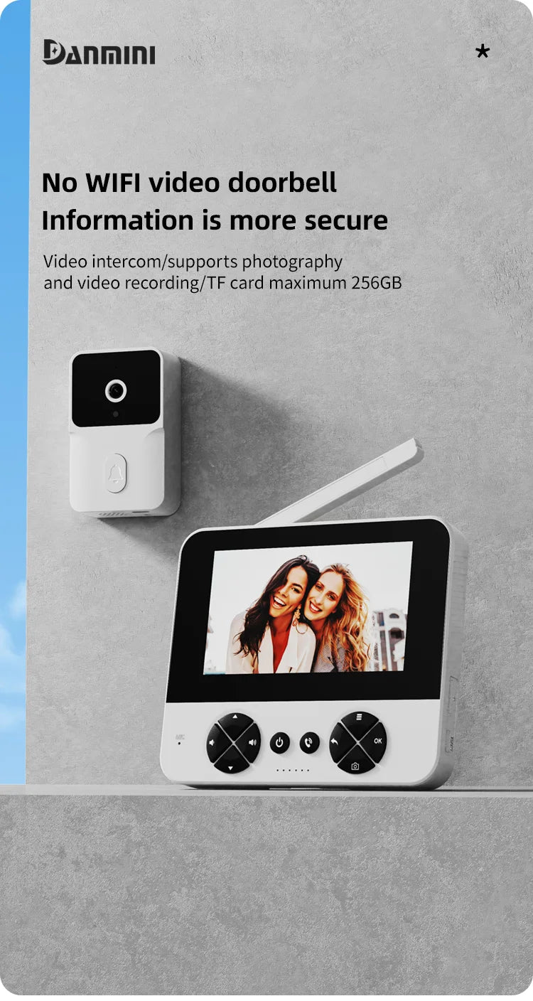 Wireless Video Doorbell - 4.3 Inch Color Display With Infrared Night Vision & Two-Way Intercom - ZOOMNSTORE