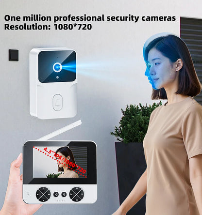 Wireless Video Doorbell - 4.3 Inch Color Display With Infrared Night Vision & Two-Way Intercom - ZOOMNSTORE
