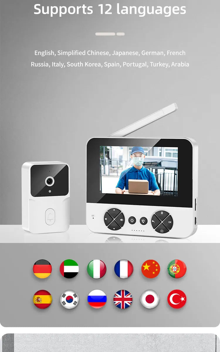 Wireless Video Doorbell - 4.3 Inch Color Display With Infrared Night Vision & Two-Way Intercom - ZOOMNSTORE