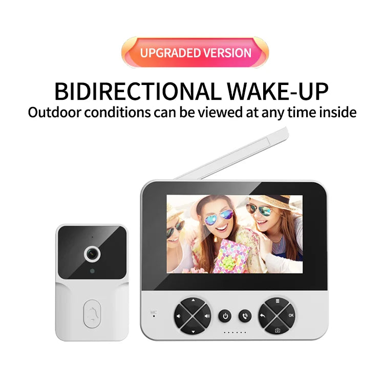 Wireless Video Doorbell - 4.3 Inch Color Display With Infrared Night Vision & Two-Way Intercom - ZOOMNSTORE