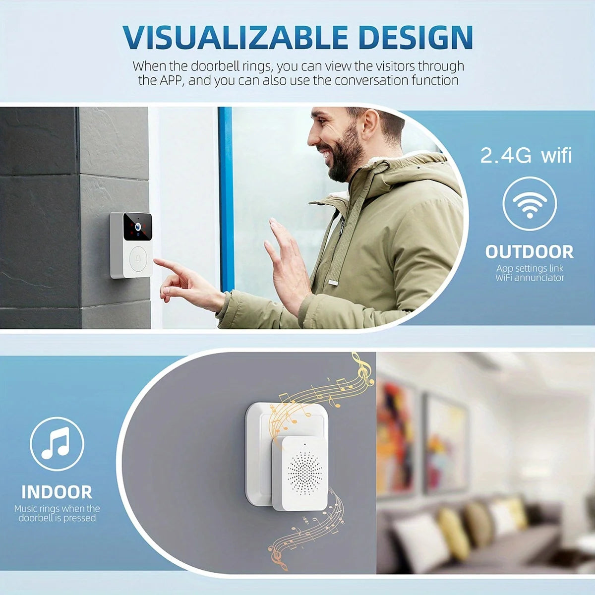 Wireless Video Doorbell With HD Camera - Smart Home Security, Night Vision & Two-Way Audio - ZOOMNSTORE