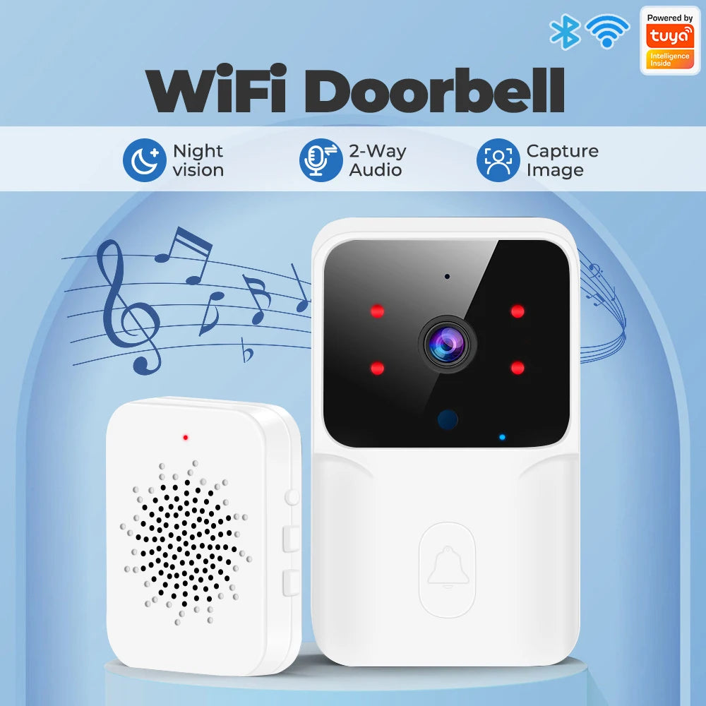 Wireless Video Doorbell - Tuya Smart Home HD Security Camera with Night Vision & Two-Way Audio - ZOOMNSTORE