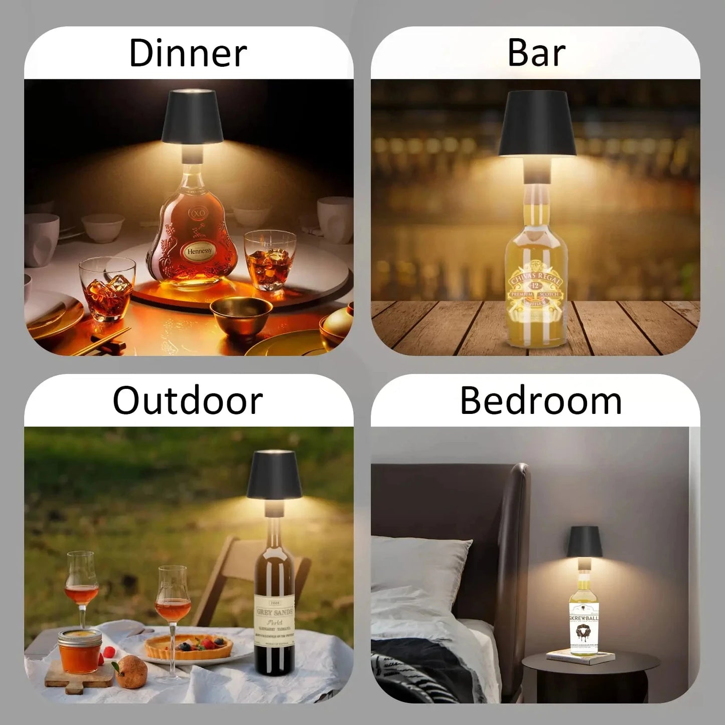 Wireless Wine Bottle Lamp - USB Rechargeable LED Table Light with Touch Control for Bar and Cafe Decor - ZOOMNSTORE