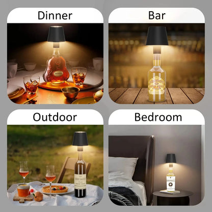 Wireless Wine Bottle Lamp - USB Rechargeable LED Table Light with Touch Control for Bar and Cafe Decor - ZOOMNSTORE