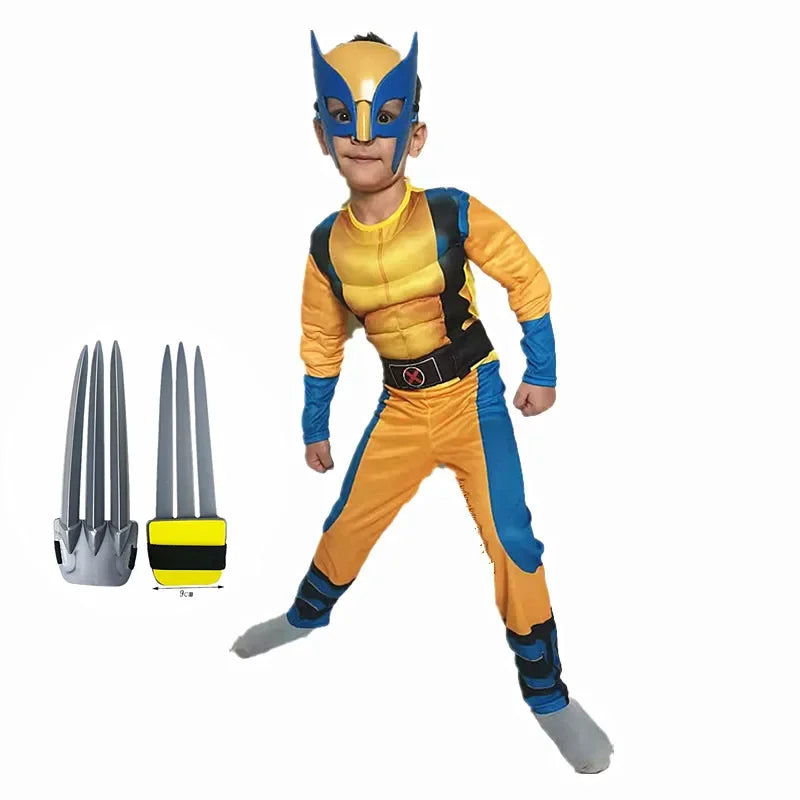 Child Movie Luxury Mask Jumpsuit Wolverine Cosplay Costume Halloween Christmas Kids New Year Costume Superhero Fantasy props - ZOOMNSTORE