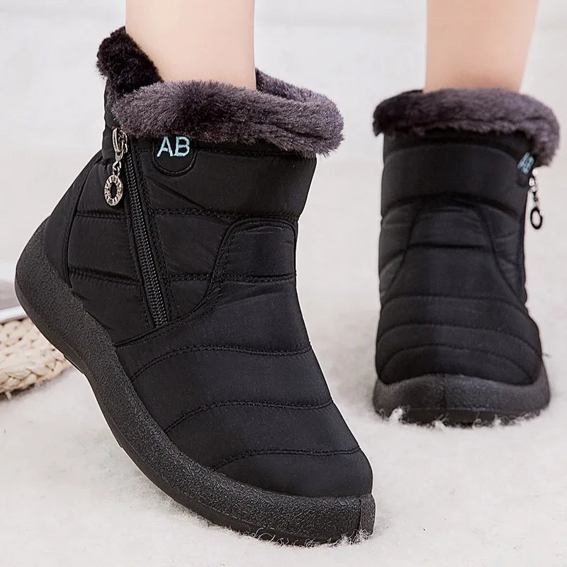 Women's Boots Women's Ankle Boots With Fur Winter Shoes Women Low Heels Winter Boots Snow Waterproof Botas Mujer Winter Footwear - ZOOMNSTORE