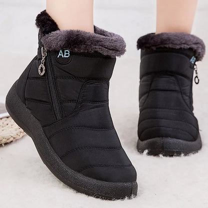 Women's Boots Women's Ankle Boots With Fur Winter Shoes Women Low Heels Winter Boots Snow Waterproof Botas Mujer Winter Footwear - ZOOMNSTORE