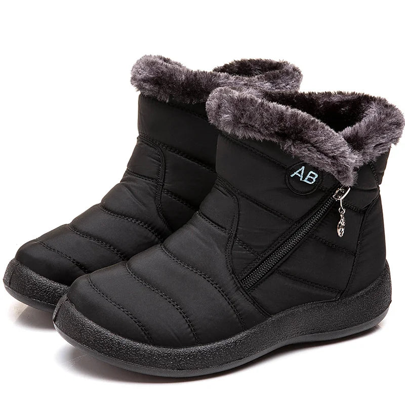Women's Boots Women's Ankle Boots With Fur Winter Shoes Women Low Heels Winter Boots Snow Waterproof Botas Mujer Winter Footwear - ZOOMNSTORE