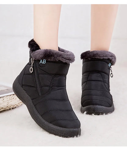 Women's Boots Women's Ankle Boots With Fur Winter Shoes Women Low Heels Winter Boots Snow Waterproof Botas Mujer Winter Footwear - ZOOMNSTORE
