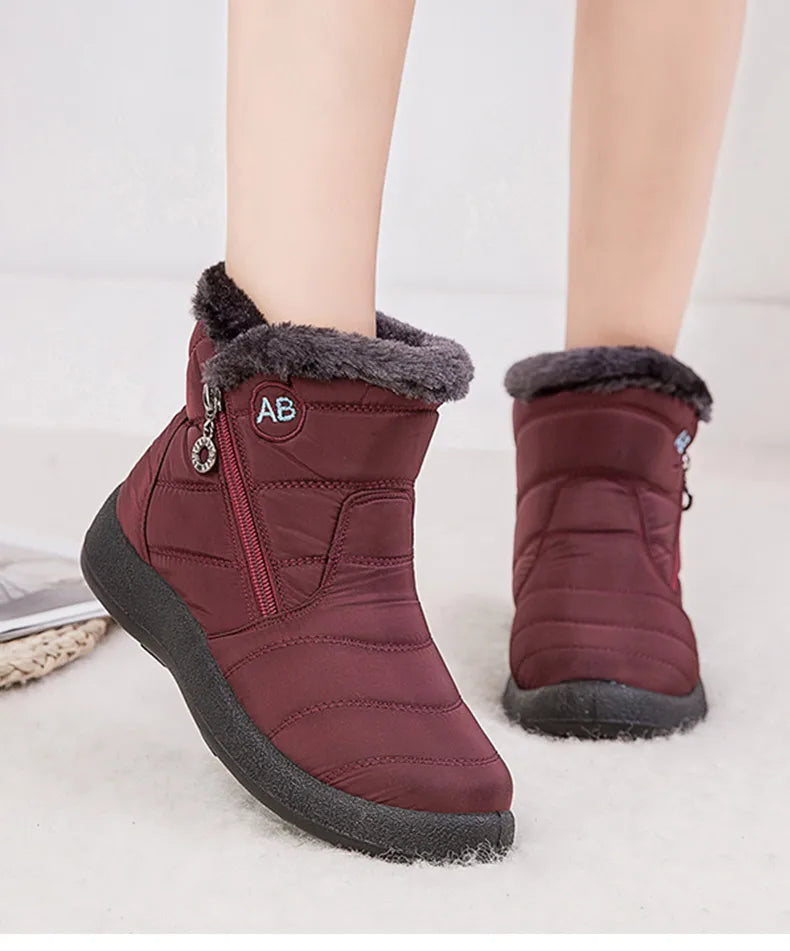 Women's Boots Women's Ankle Boots With Fur Winter Shoes Women Low Heels Winter Boots Snow Waterproof Botas Mujer Winter Footwear - ZOOMNSTORE