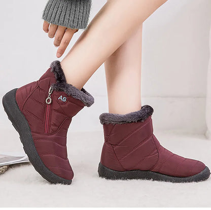 Women's Boots Women's Ankle Boots With Fur Winter Shoes Women Low Heels Winter Boots Snow Waterproof Botas Mujer Winter Footwear - ZOOMNSTORE