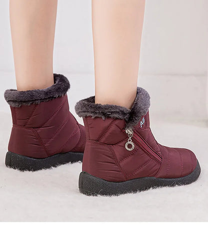 Women's Boots Women's Ankle Boots With Fur Winter Shoes Women Low Heels Winter Boots Snow Waterproof Botas Mujer Winter Footwear - ZOOMNSTORE