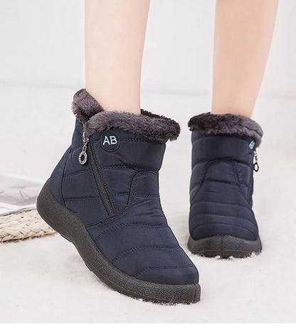 Women's Boots Women's Ankle Boots With Fur Winter Shoes Women Low Heels Winter Boots Snow Waterproof Botas Mujer Winter Footwear - ZOOMNSTORE