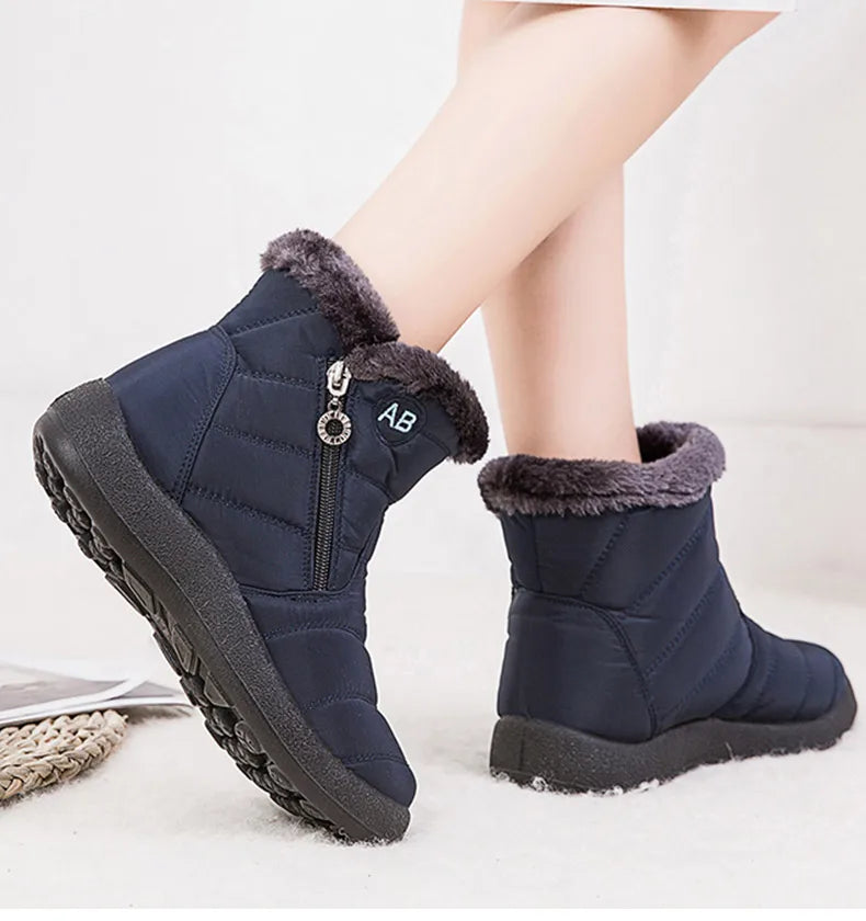 Women's Boots Women's Ankle Boots With Fur Winter Shoes Women Low Heels Winter Boots Snow Waterproof Botas Mujer Winter Footwear - ZOOMNSTORE