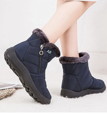 Women's Boots Women's Ankle Boots With Fur Winter Shoes Women Low Heels Winter Boots Snow Waterproof Botas Mujer Winter Footwear - ZOOMNSTORE