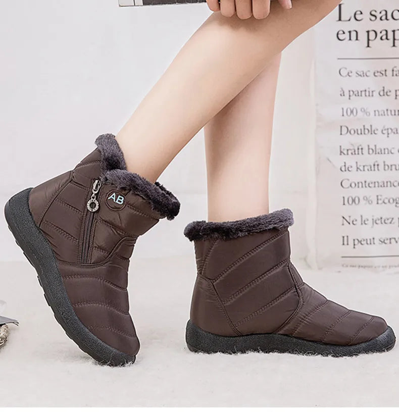 Women's Boots Women's Ankle Boots With Fur Winter Shoes Women Low Heels Winter Boots Snow Waterproof Botas Mujer Winter Footwear - ZOOMNSTORE