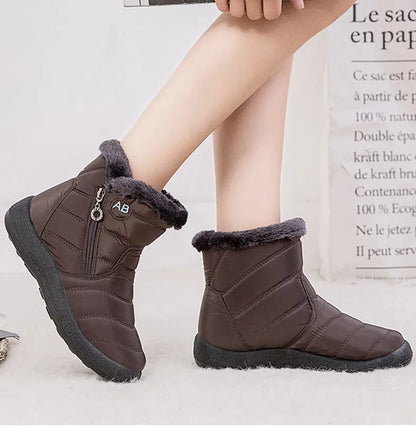 Women's Boots Women's Ankle Boots With Fur Winter Shoes Women Low Heels Winter Boots Snow Waterproof Botas Mujer Winter Footwear - ZOOMNSTORE