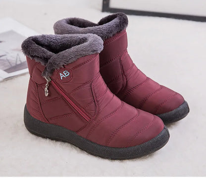 Women's Boots Women's Ankle Boots With Fur Winter Shoes Women Low Heels Winter Boots Snow Waterproof Botas Mujer Winter Footwear - ZOOMNSTORE