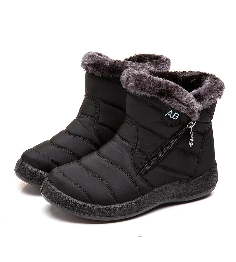 Women's Boots Women's Ankle Boots With Fur Winter Shoes Women Low Heels Winter Boots Snow Waterproof Botas Mujer Winter Footwear - ZOOMNSTORE