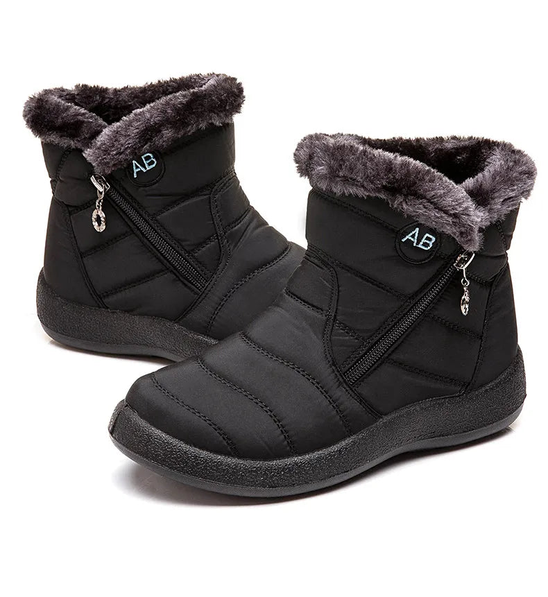 Women's Boots Women's Ankle Boots With Fur Winter Shoes Women Low Heels Winter Boots Snow Waterproof Botas Mujer Winter Footwear - ZOOMNSTORE