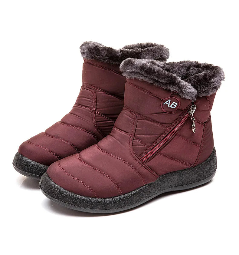 Women's Boots Women's Ankle Boots With Fur Winter Shoes Women Low Heels Winter Boots Snow Waterproof Botas Mujer Winter Footwear - ZOOMNSTORE