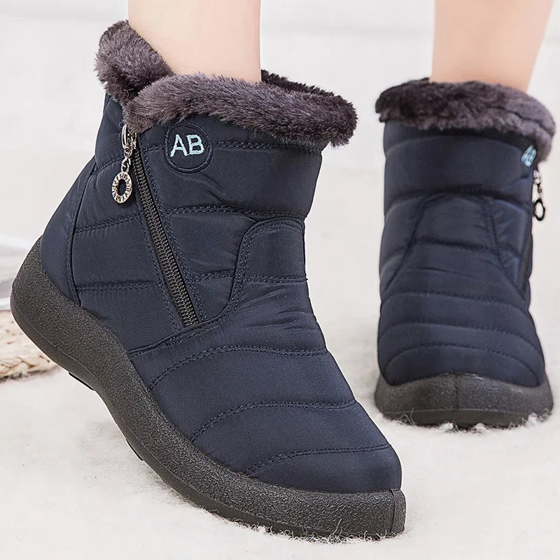 Women's Boots Women's Ankle Boots With Fur Winter Shoes Women Low Heels Winter Boots Snow Waterproof Botas Mujer Winter Footwear - ZOOMNSTORE