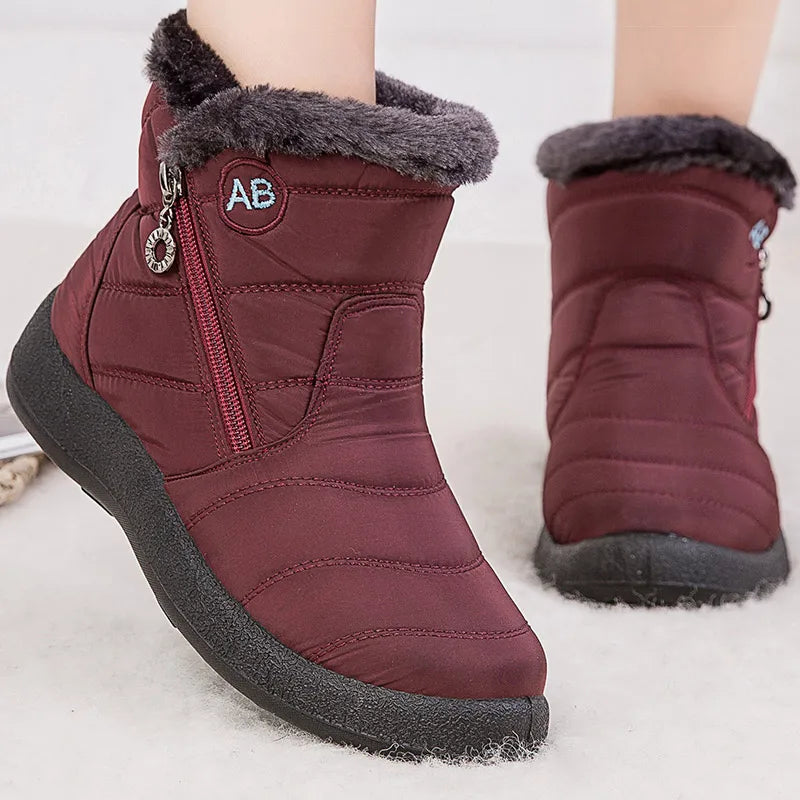 Women's Boots Women's Ankle Boots With Fur Winter Shoes Women Low Heels Winter Boots Snow Waterproof Botas Mujer Winter Footwear - ZOOMNSTORE
