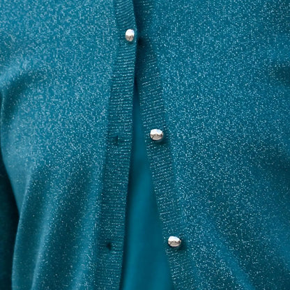 Womens Autumn Winter Maxi Dress  Modal Shirt Set - High Quality Lurex Cardigan - ZOOMNSTORE