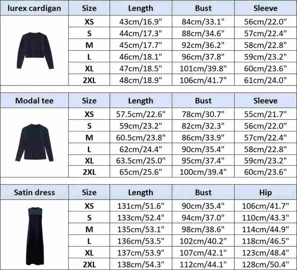 Womens Autumn Winter Maxi Dress  Modal Shirt Set - High Quality Lurex Cardigan - ZOOMNSTORE
