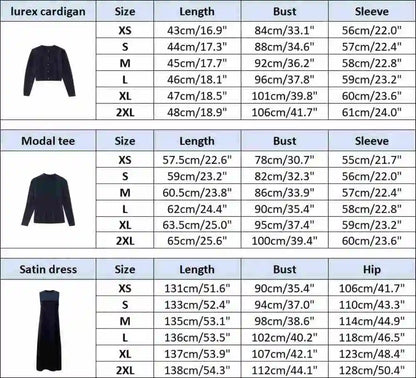 Womens Autumn Winter Maxi Dress  Modal Shirt Set - High Quality Lurex Cardigan - ZOOMNSTORE