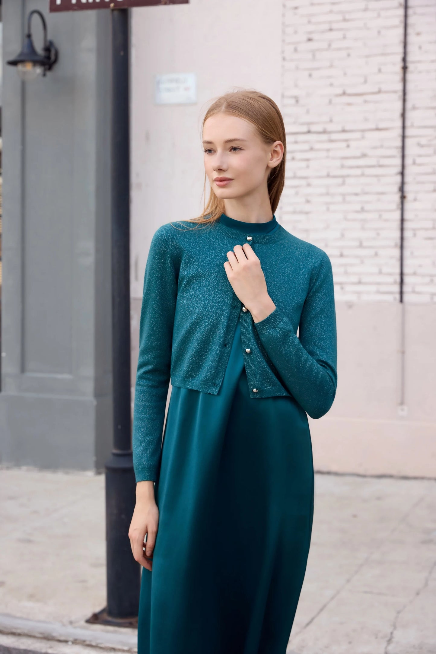 Womens Autumn Winter Maxi Dress  Modal Shirt Set - High Quality Lurex Cardigan - ZOOMNSTORE