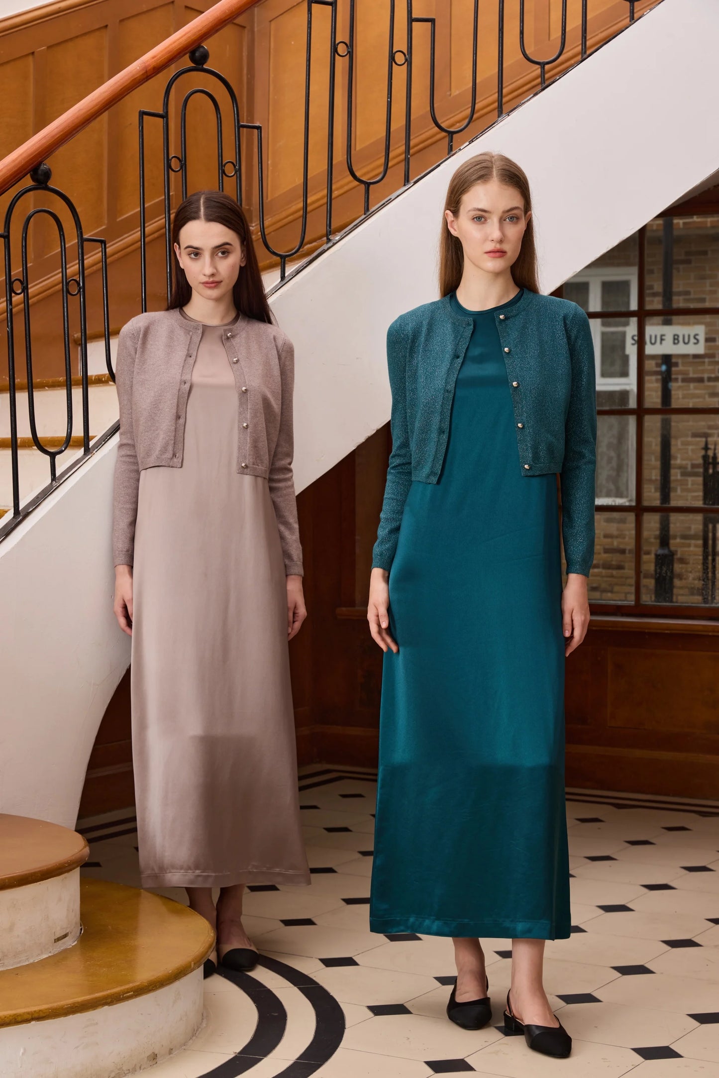 Womens Autumn Winter Maxi Dress  Modal Shirt Set - High Quality Lurex Cardigan - ZOOMNSTORE