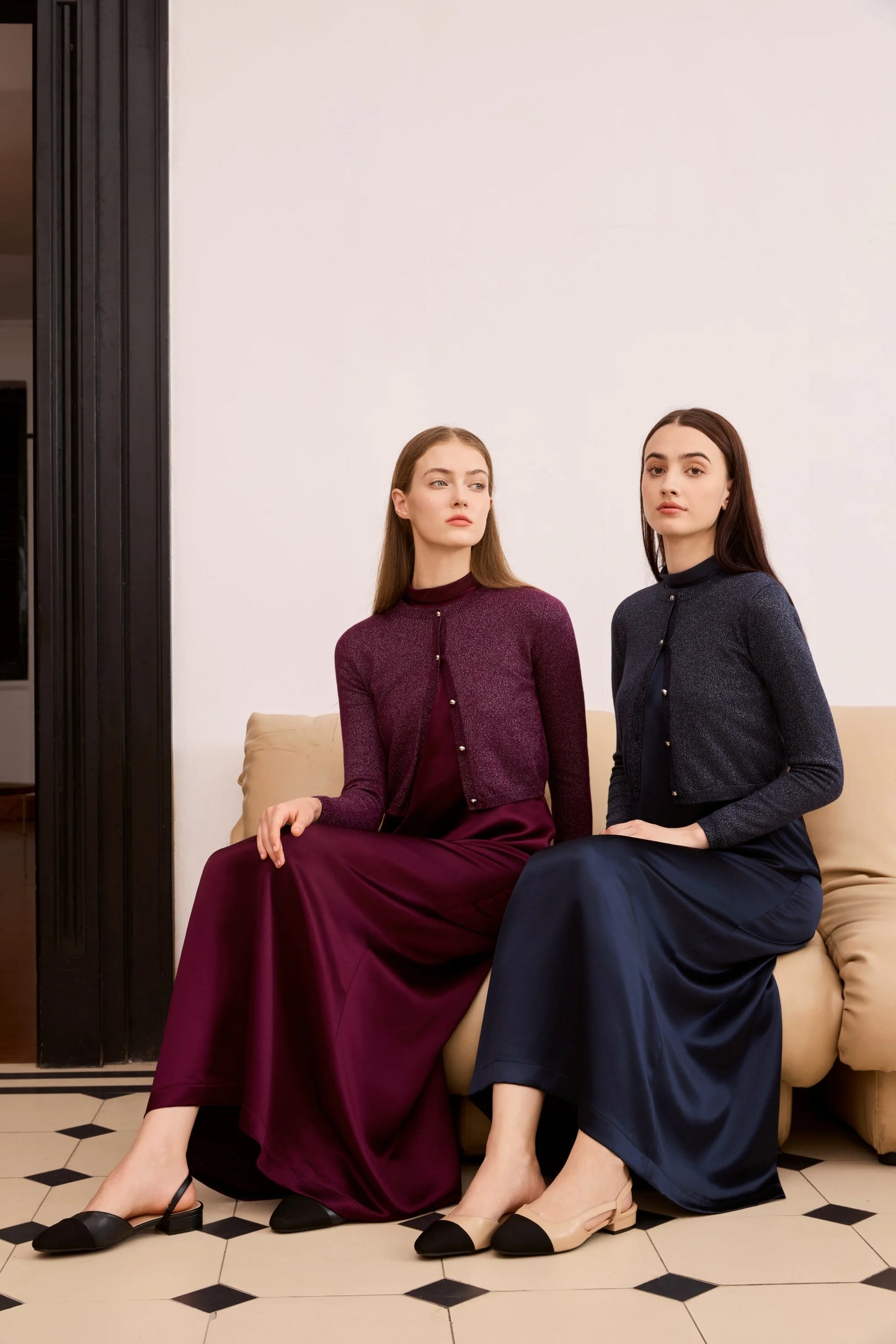 Womens Autumn Winter Maxi Dress  Modal Shirt Set - High Quality Lurex Cardigan - ZOOMNSTORE