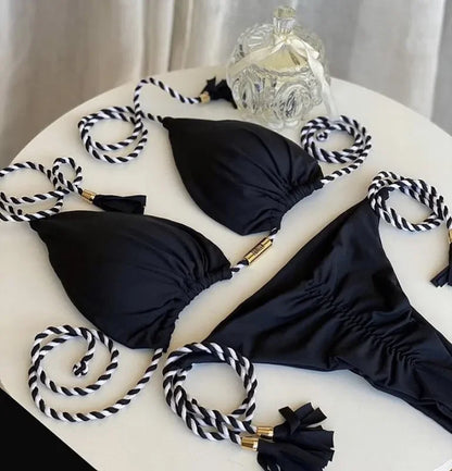 Multicolor Backless Triangle Bikini - Womens Swimsuit - ZOOMNSTORE