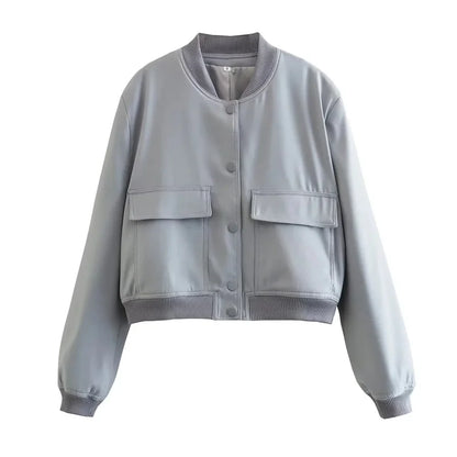 MUJER Women's Bomber Jacket Women Autumn Cropped Jacket For Women 2025 Long Sleeve Aviator Jackets Woman Fashion Short Coats - ZOOMNSTORE