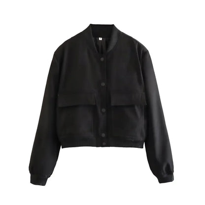 MUJER Women's Bomber Jacket Women Autumn Cropped Jacket For Women 2025 Long Sleeve Aviator Jackets Woman Fashion Short Coats - ZOOMNSTORE
