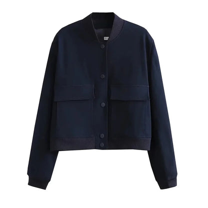MUJER Women's Bomber Jacket Women Autumn Cropped Jacket For Women 2025 Long Sleeve Aviator Jackets Woman Fashion Short Coats - ZOOMNSTORE