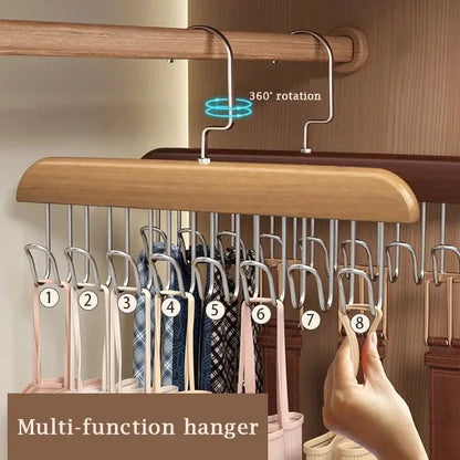 Women Bra Hanger - Durable Wood Closet Organizer with Stainless Steel Hooks - ZOOMNSTORE