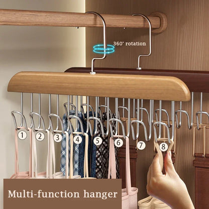 Women Bra Hanger - Durable Wood Closet Organizer with Stainless Steel Hooks - ZOOMNSTORE
