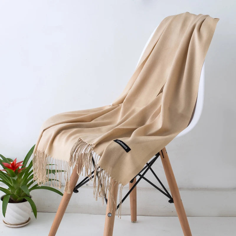 Cashmere Scarf for Women - Warm Autumn Winter Shawl with Tassels - ZOOMNSTORE