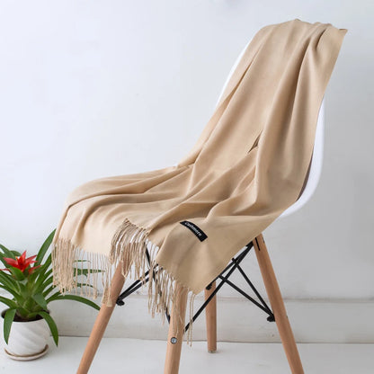 Cashmere Scarf for Women - Warm Autumn Winter Shawl with Tassels - ZOOMNSTORE
