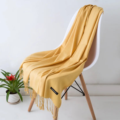 Cashmere Scarf for Women - Warm Autumn Winter Shawl with Tassels - ZOOMNSTORE