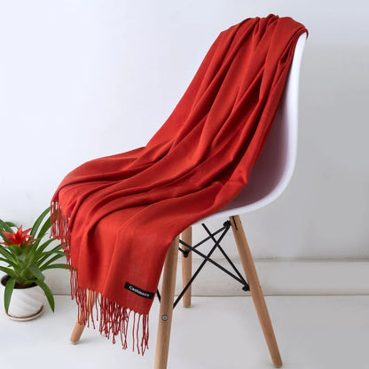 Cashmere Scarf for Women - Warm Autumn Winter Shawl with Tassels - ZOOMNSTORE