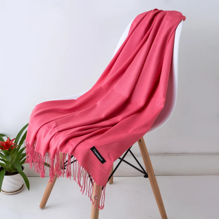 Cashmere Scarf for Women - Warm Autumn Winter Shawl with Tassels - ZOOMNSTORE