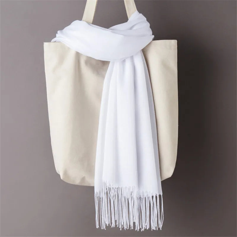 Cashmere Scarf for Women - Warm Autumn Winter Shawl with Tassels - ZOOMNSTORE