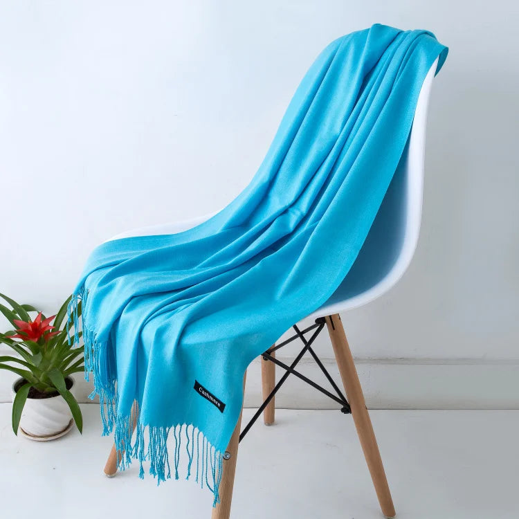 Cashmere Scarf for Women - Warm Autumn Winter Shawl with Tassels - ZOOMNSTORE