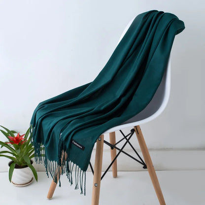 Cashmere Scarf for Women - Warm Autumn Winter Shawl with Tassels - ZOOMNSTORE